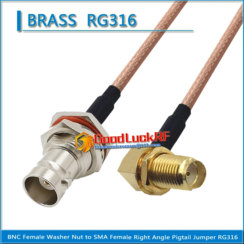 Q9 BNC Female Waterproof Bulkhead Washer Nut to SMA Female Washer Nut Right Angle 90 Degree Pigtail Jumper RG316 extend Cable
Q9 BNC Female Waterproof Bulkhead Washer Nut to SMA Female Washer Nut Right Angle 90 Degree Pigtail Jumper RG316 extend Cable