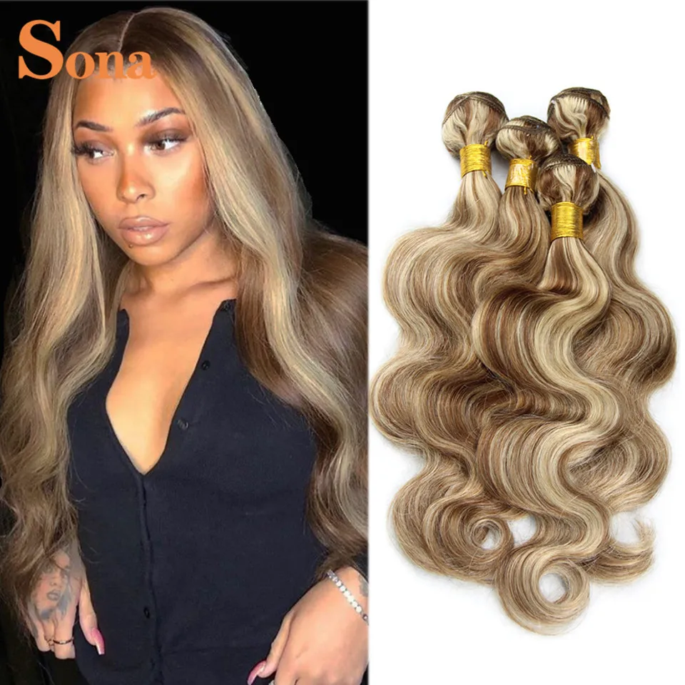 

Piano Color P4/613 Highlight Bundles no Closure Remy Body Wave Ash Blonde Colored Human Hair Weave With Highlights 3 Bundles
