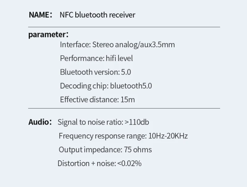 NFC 5.0 Ricevitore Bluetooth A2DP AUX 3.5mm RCA Jack USB Riproduzione Intelligente Adattatore Audio Stereo Wireless
NFC 5.0 Ricevitore Bluetooth A2DP AUX 3.5mm RCA Jack USB Riproduzione Intelligente Adattatore Audio Stereo Wireless