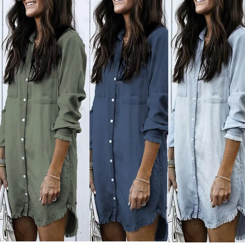 Fashion Women Denim Shirt Long Sleeve Solid Lapel Loose Blouse Lady Casual Jean Blouses Summer 2020 Harajuku Tops Denim Blusa
Fashion Women Denim Shirt Long Sleeve Solid Lapel Loose Blouse Lady Casual Jean Blouses Summer 2020 Harajuku Tops Denim Blusa