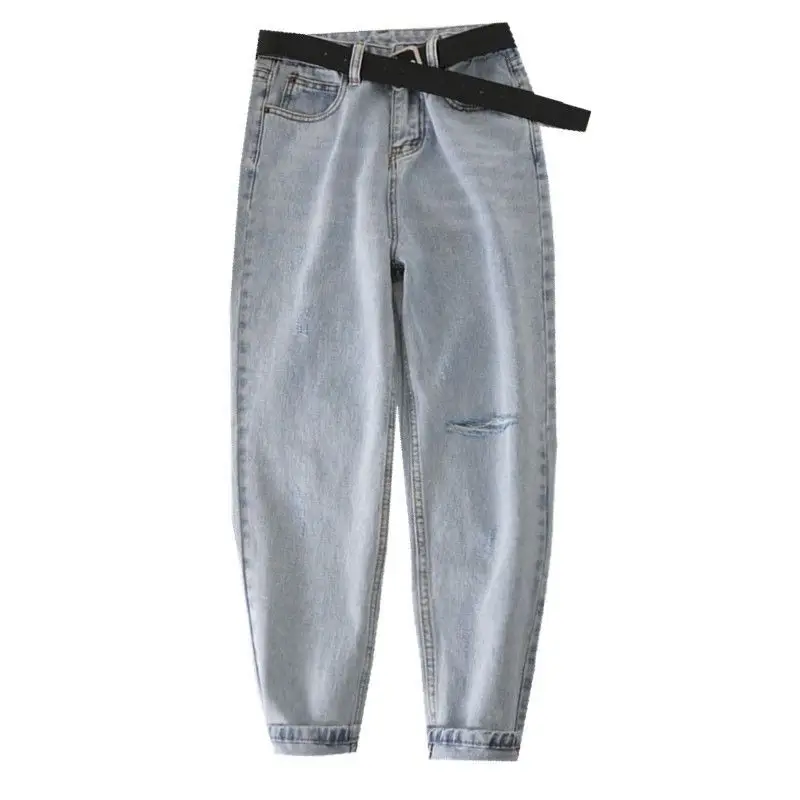 NEW Light Blue Ripped Jeans Women Spring Summer Korean Flabby Pants Female Casual Radish Trousers Denim Harlem Pants With Belt
NEW Light Blue Ripped Jeans Women Spring Summer Korean Flabby Pants Female Casual Radish Trousers Denim Harlem Pants With Belt