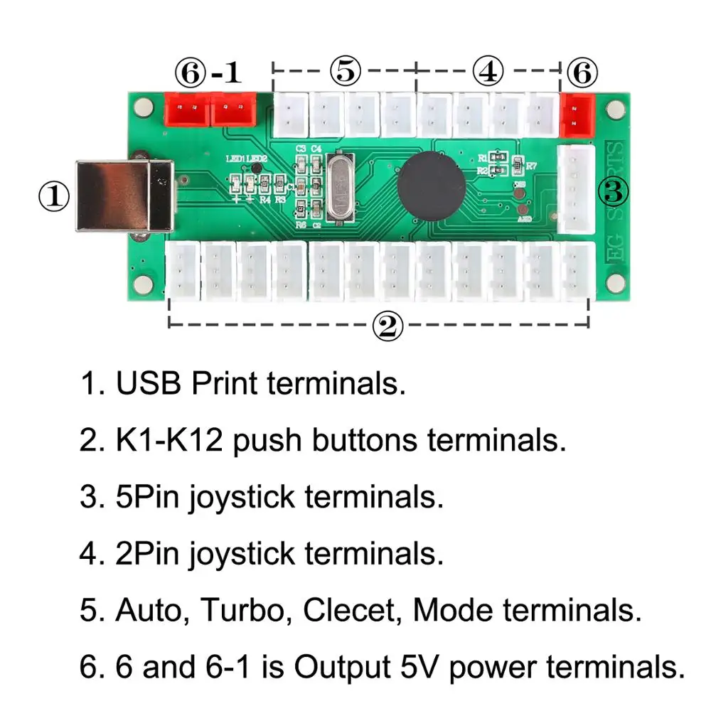 Аркадная панель управления 5Pin джойстик + 10 x светодиодный кнопка USB кодировочная