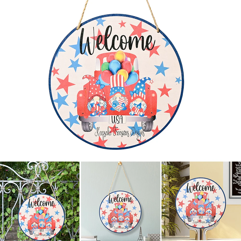 Independence Day Welcome Wood Sign Wood Hanging Sign Patriotic Welcome Round Door Sign for Porch Front Door 11.8 Inch
Independence Day Welcome Wood Sign Wood Hanging Sign Patriotic Welcome Round Door Sign for Porch Front Door 11.8 Inch