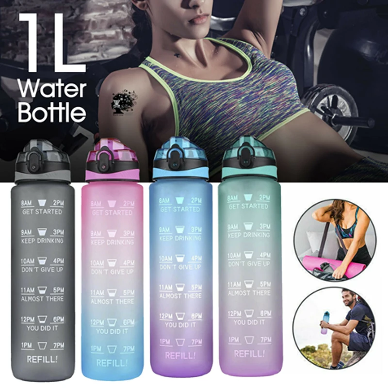1000ml Large Capacity Free Motivational With Time Marker Fitness Jugs Gradient Color Plastic Cups Outdoor Frosted Water Bottle
1000ml Large Capacity Free Motivational With Time Marker Fitness Jugs Gradient Color Plastic Cups Outdoor Frosted Water Bottle