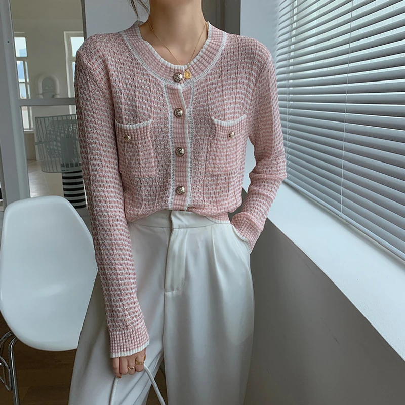 Korean Style Ladies Vintage Sweet Single Breasted Hollow Pocket Streetwear Casual Long Sleeve Top Knitted Cardigan Loose Sweater
Korean Style Ladies Vintage Sweet Single Breasted Hollow Pocket Streetwear Casual Long Sleeve Top Knitted Cardigan Loose Sweater