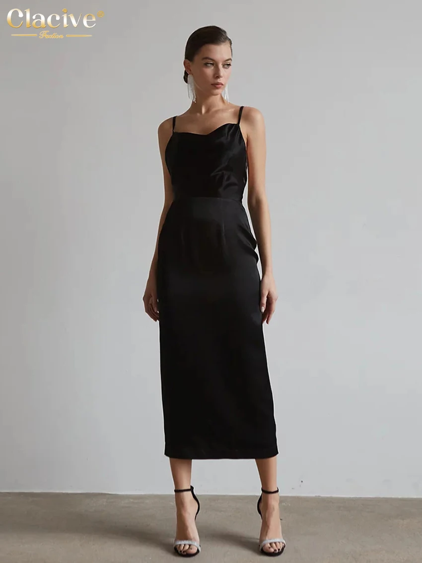 Clacive Summer Strap Black Satin Women Dress 2022 Sexy Sleeveless Slit Midi Dress Elegant Lace-Up Backless Female Party Dresses
Clacive Summer Strap Black Satin Women Dress 2022 Sexy Sleeveless Slit Midi Dress Elegant Lace-Up Backless Female Party Dresses