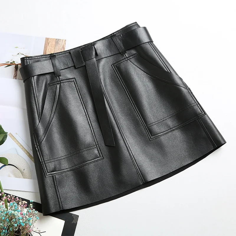 Genuine Leather Women Real Sheepskin Natural Sheep Lady High Waist Mini Short Green Black Pockets Belt Casual Solid Skirt
Genuine Leather Women Real Sheepskin Natural Sheep Lady High Waist Mini Short Green Black Pockets Belt Casual Solid Skirt