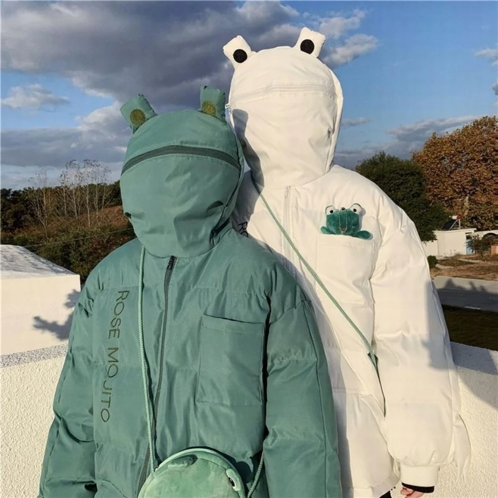 Winter Thick Frog Jacket Couple Doudoune Noir Hooded Zipper Black White Green Cartoon Coat Casual Women Men Clothing
Winter Thick Frog Jacket Couple Doudoune Noir Hooded Zipper Black White Green Cartoon Coat Casual Women Men Clothing