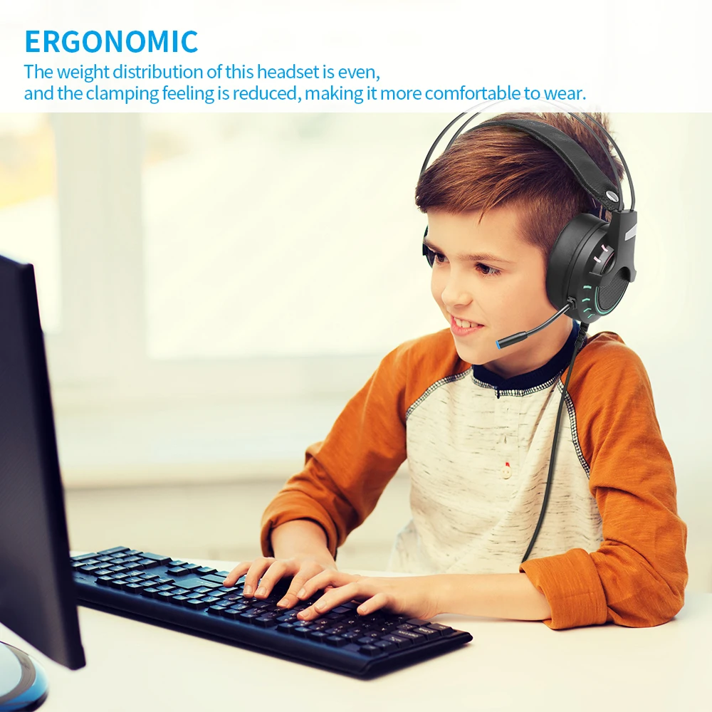 7.1 Surround Gaming Headsets Gamer Headphones Surround Sound Stereo Wired Earphones USB Microphone Colourful Light PC Laptop
7.1 Surround Gaming Headsets Gamer Headphones Surround Sound Stereo Wired Earphones USB Microphone Colourful Light PC Laptop