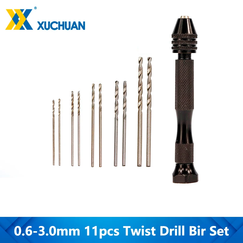 Hand Drill Set Precision Pin Vise 11pc HSS Mini Twist Drill Bit Set 0.6-3.0mm For Model Diy Jewelry Making Rotary Tool Drill
Hand Drill Set Precision Pin Vise 11pc HSS Mini Twist Drill Bit Set 0.6-3.0mm For Model Diy Jewelry Making Rotary Tool Drill