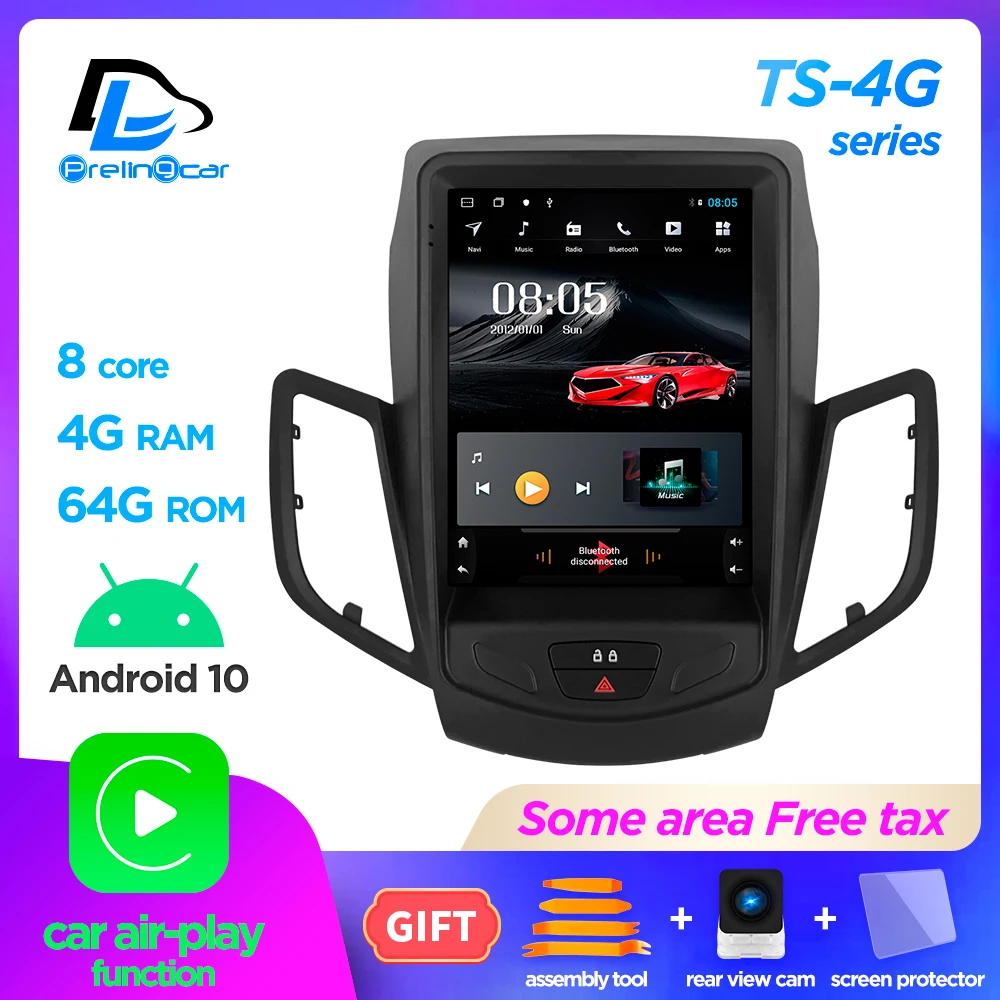 Автомобильный мультимедийный стереопроигрыватель на android 10 0 4G Lte gps для ford fiesta 2009