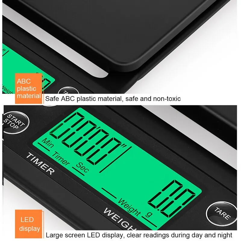 Junejour 3kg/0.1g 5kg/0.1g Drip Scale With Timer Portable Digital Kitchen High Precision LCD Electronic Scales | Инструменты