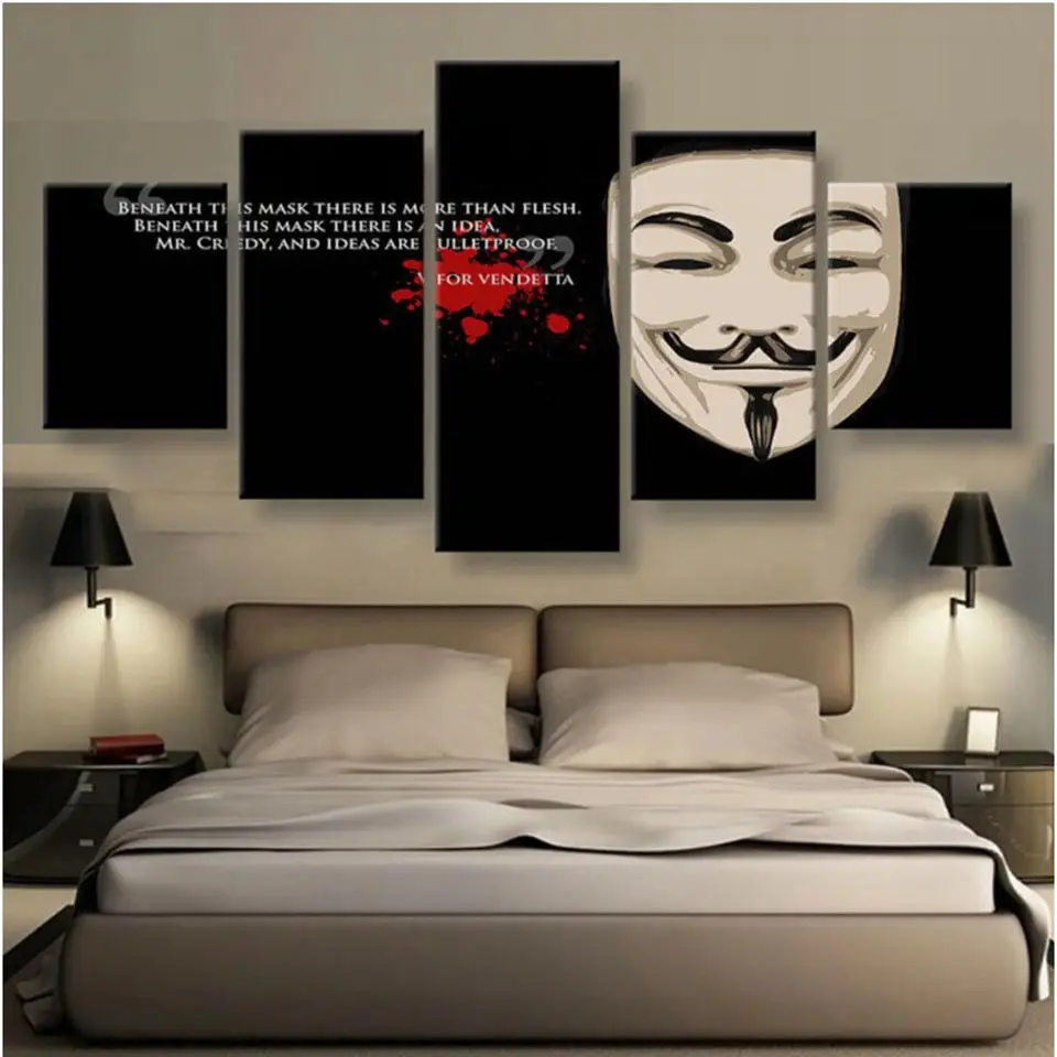 No Framed 5 pieces V For Vendetta Famous Home Decor Modular Pictures Canvas Paintings Printed Posters Wall Art For Living Room
No Framed 5 pieces V For Vendetta Famous Home Decor Modular Pictures Canvas Paintings Printed Posters Wall Art For Living Room