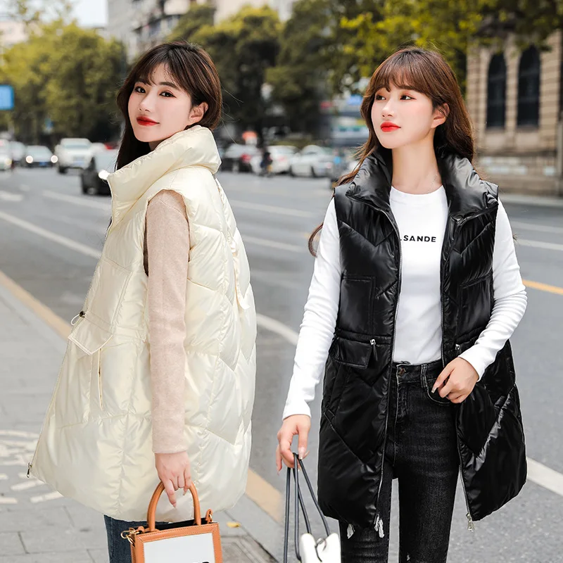 White duck down jacket vest female autumn and winter 2021 women version mid-length bright face stand-up collar vest sleeveless
White duck down jacket vest female autumn and winter 2021 women version mid-length bright face stand-up collar vest sleeveless
