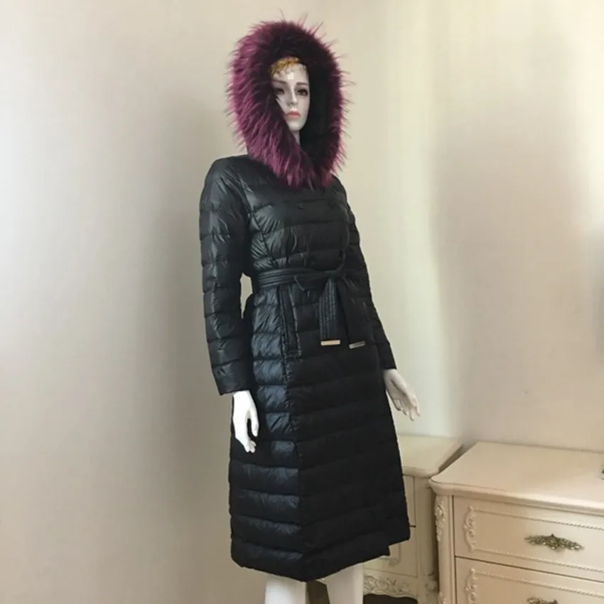 New arrival winter fur collar hooded down coat women black slim light warm x-long outwear
New arrival winter fur collar hooded down coat women black slim light warm x-long outwear