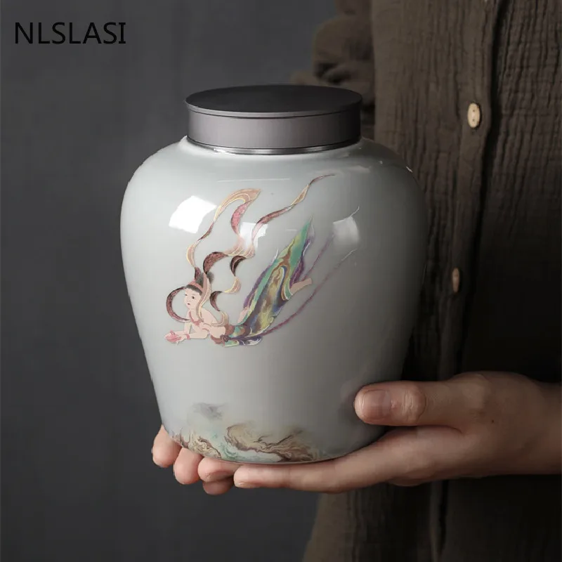 Household Storage Tank Large Capacity Ceramics Portable Tea Caddy Travel Tea Bag Coffee Sealed Jar Dried Fruit Snacks Containers
Household Storage Tank Large Capacity Ceramics Portable Tea Caddy Travel Tea Bag Coffee Sealed Jar Dried Fruit Snacks Containers
