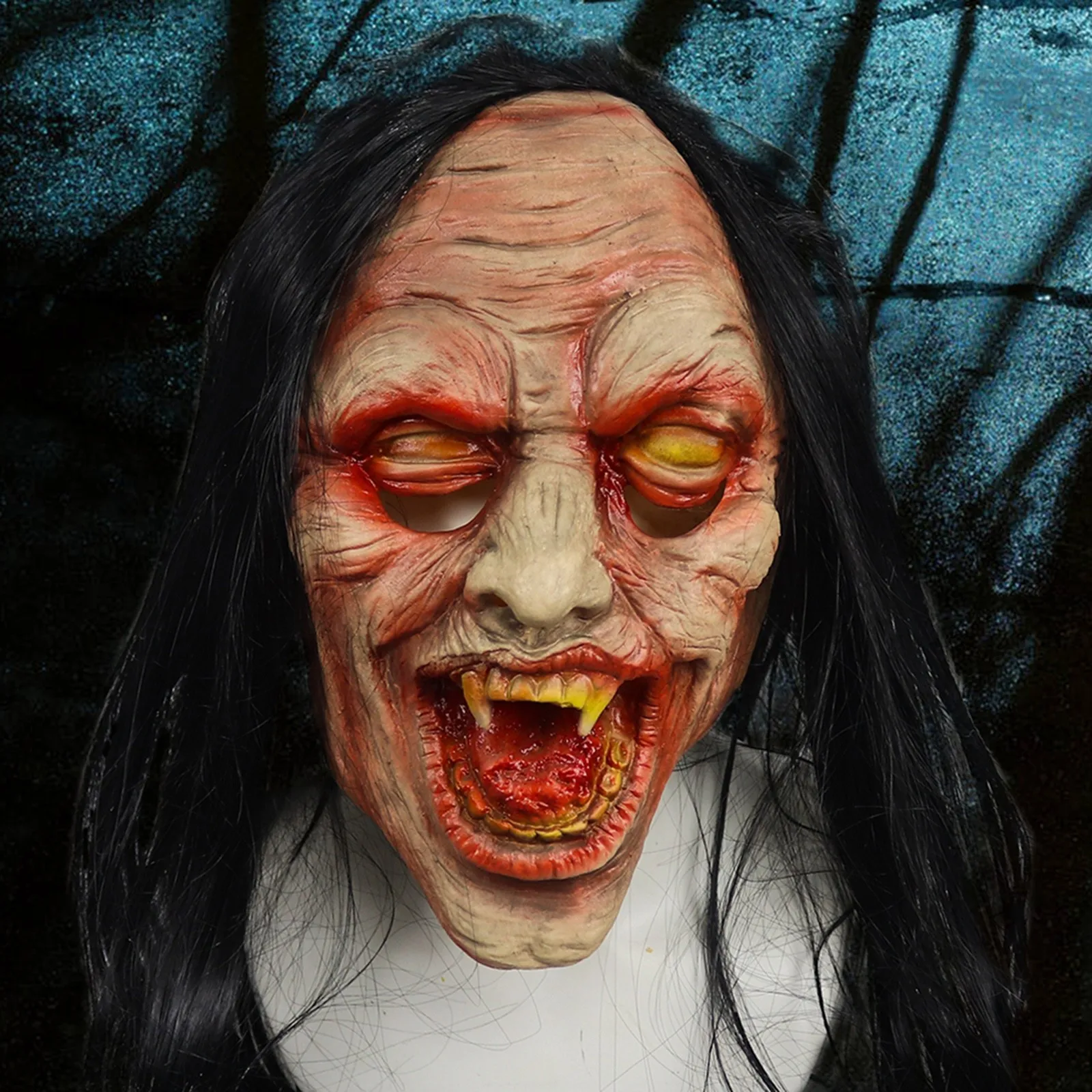 Halloween Cosplay Horror Zombie Mask Bloody Rotten Face Helmet Long Hair Latex Headgear Sanguinary Ulcer Decay Decoration
Halloween Cosplay Horror Zombie Mask Bloody Rotten Face Helmet Long Hair Latex Headgear Sanguinary Ulcer Decay Decoration