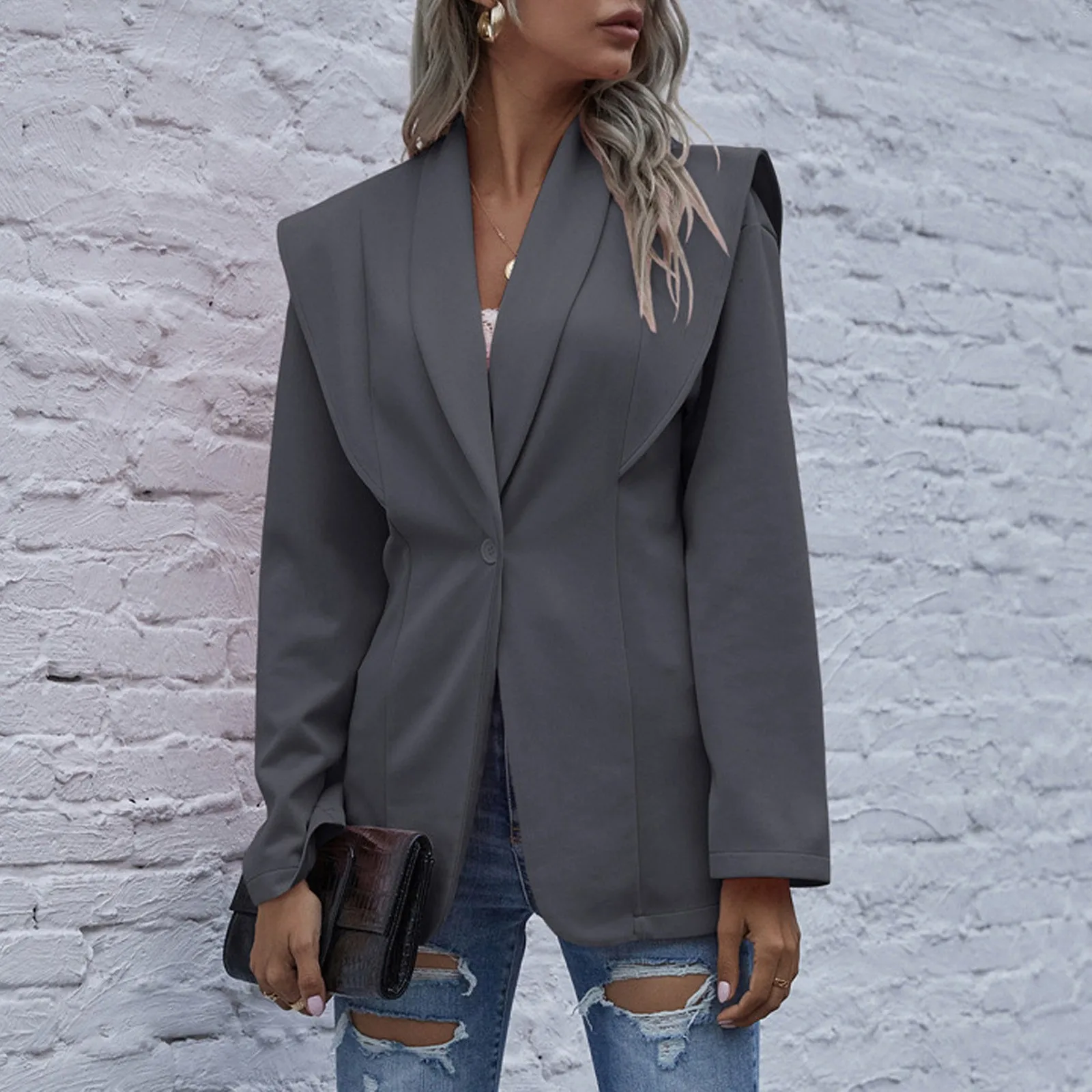 Blazers Fashion Single-breasted Women's Fashion Solid Colour Hard Line Dry Model Casual Tops Long Sleeve Jacket Блејзери
Blazers Fashion Single-breasted Women's Fashion Solid Colour Hard Line Dry Model Casual Tops Long Sleeve Jacket Блејзери