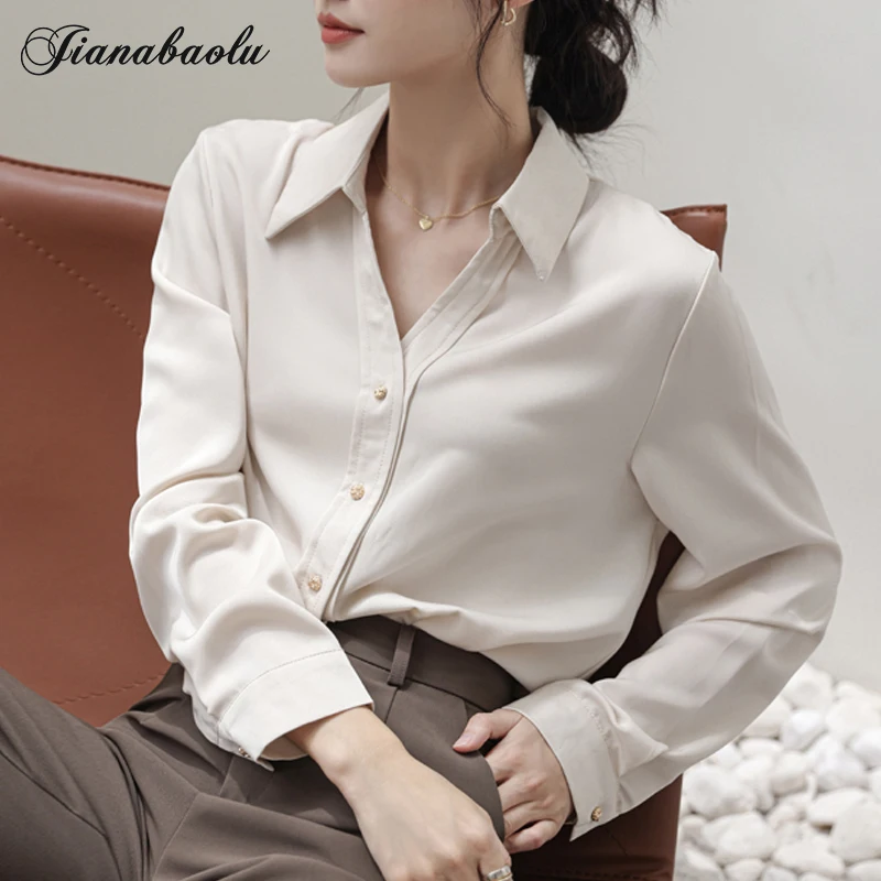 Women Shirts Blouse Femme White Tops Spring 2022 New Elegant Lapel Long Sleeved Professional Workwear Ladys Solid Office Blouses
Women Shirts Blouse Femme White Tops Spring 2022 New Elegant Lapel Long Sleeved Professional Workwear Ladys Solid Office Blouses