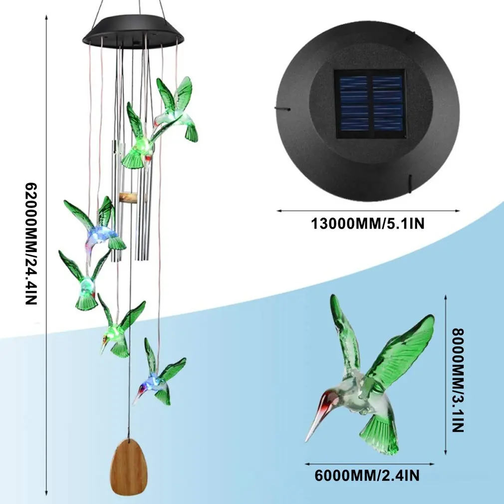 Color Changing Solar Power Wind Chime Crystal Ball Hummingbird Butterfly Waterproof Outdoor Windchime Light for Patio Yard Garde
Color Changing Solar Power Wind Chime Crystal Ball Hummingbird Butterfly Waterproof Outdoor Windchime Light for Patio Yard Garde
