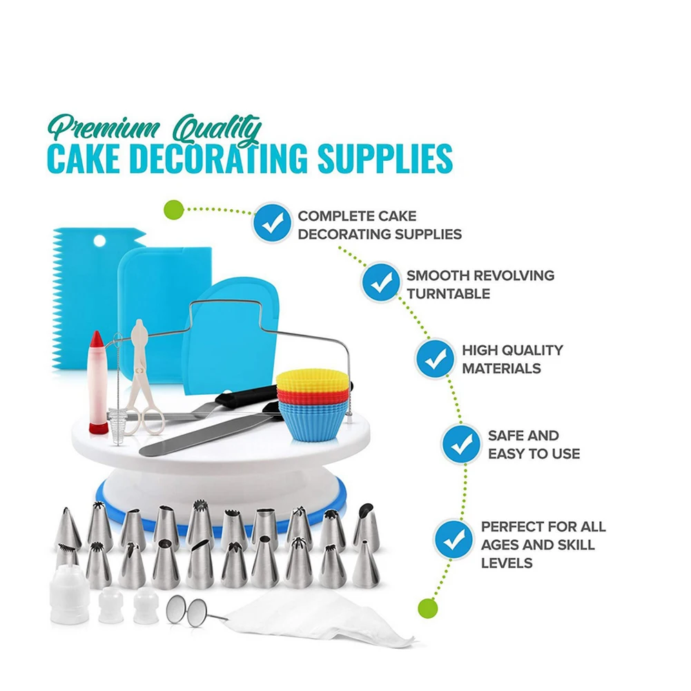 106pcs Cake Decorating Tools Supplies Set Cake Decorating Tips Nozzles Frosting Tools Revolving Cake Stand Baking Accessories
106pcs Cake Decorating Tools Supplies Set Cake Decorating Tips Nozzles Frosting Tools Revolving Cake Stand Baking Accessories