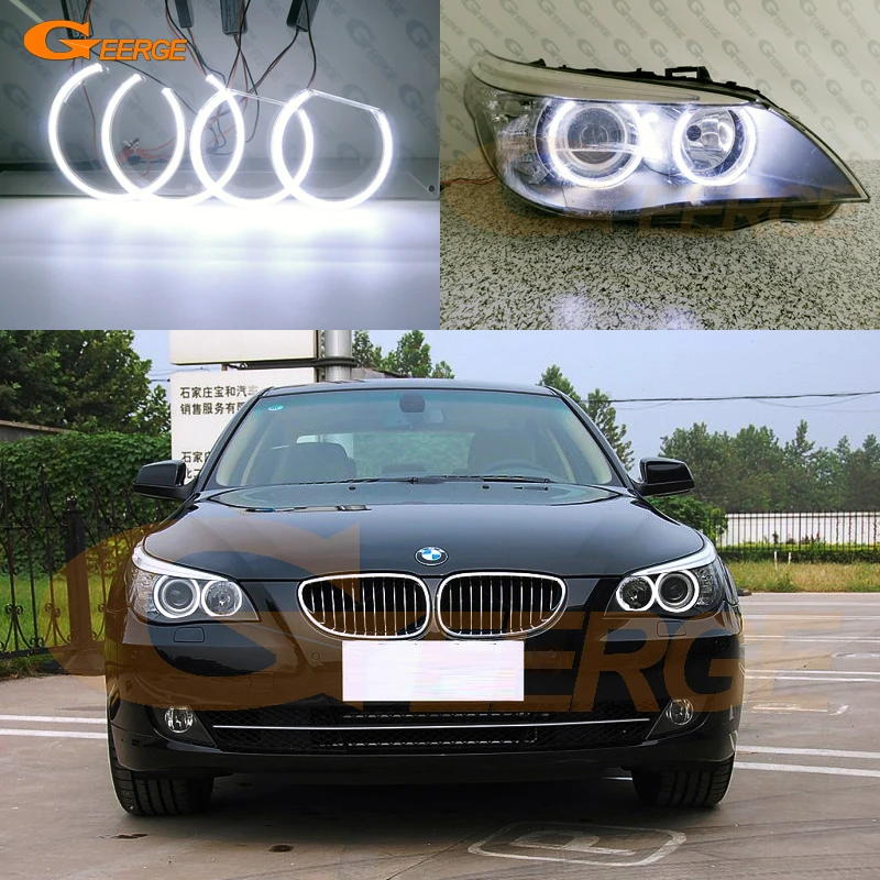 Для BMW E60 E61 LCI 528i 530i 535i 550i M5 2007 2010 фары ультра яркие COB led Ангельские Глазки halo