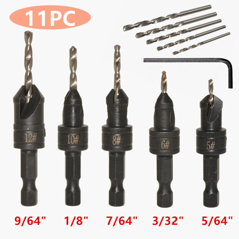 11Pcs Countersink Drill Woodworking Drill Bit Set Drilling Pilot Holes For Screw Sizes Hand Tool Set #5 #6 #8 #10 #12 Hot Sale
11Pcs Countersink Drill Woodworking Drill Bit Set Drilling Pilot Holes For Screw Sizes Hand Tool Set #5 #6 #8 #10 #12 Hot Sale