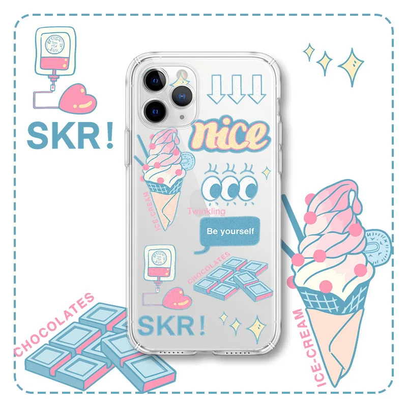 Cartoon Ice Cream Hpone Case for Iphone 11 Pro Max Cases 12 MINI X XR XS Transparent 8 7 Plus Silicone Back Cover Coque
Cartoon Ice Cream Hpone Case for Iphone 11 Pro Max Cases 12 MINI X XR XS Transparent 8 7 Plus Silicone Back Cover Coque