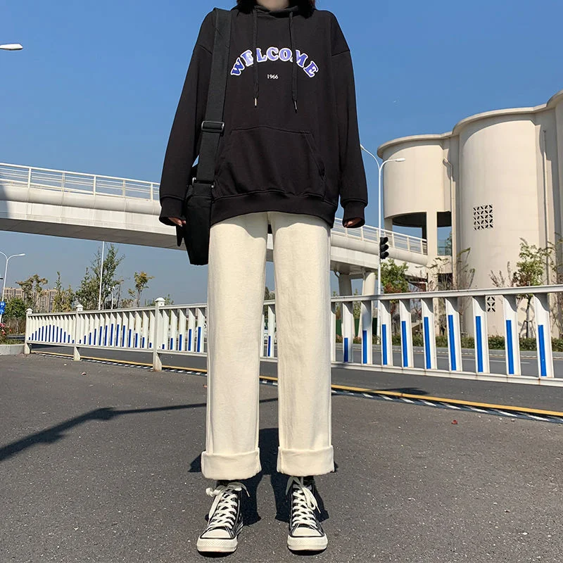 Women's Cotton Straight Jeans New Spring High Waist Slimming Apricot Loose Wide Leg Pants
Women's Cotton Straight Jeans New Spring High Waist Slimming Apricot Loose Wide Leg Pants