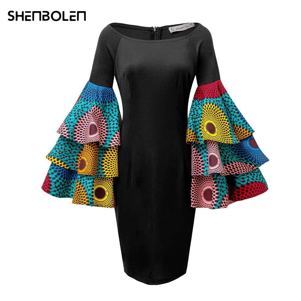 African elegant women's clothing 2022 Spring Festival fashion wax cloth stitching black dress slim casual daily dress
African elegant women's clothing 2022 Spring Festival fashion wax cloth stitching black dress slim casual daily dress