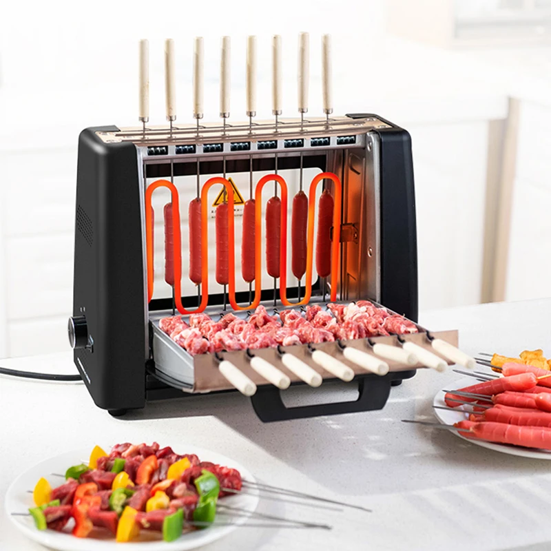 

Electric Oven Home Smokeless Bbq Grill Automatic Rotating Barbecue Skewer Grilled Kebab Machine Barbecue Cup 1200W/ 220V