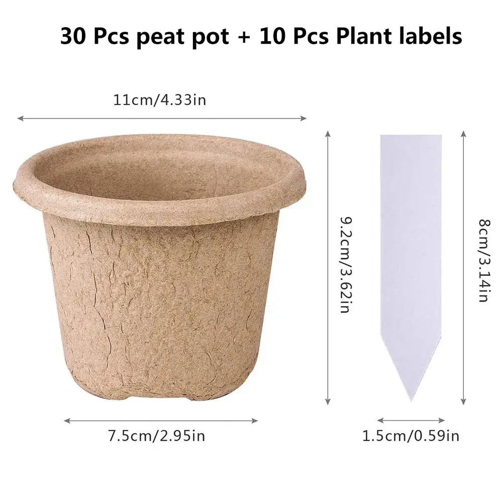 30 Pack Seed Starter Peat Pot For Garden Seedling Tray Biodegradable Seed Nursery Cup 30pcs Seedling Tray And 10pcs Plant Labels
30 Pack Seed Starter Peat Pot For Garden Seedling Tray Biodegradable Seed Nursery Cup 30pcs Seedling Tray And 10pcs Plant Labels