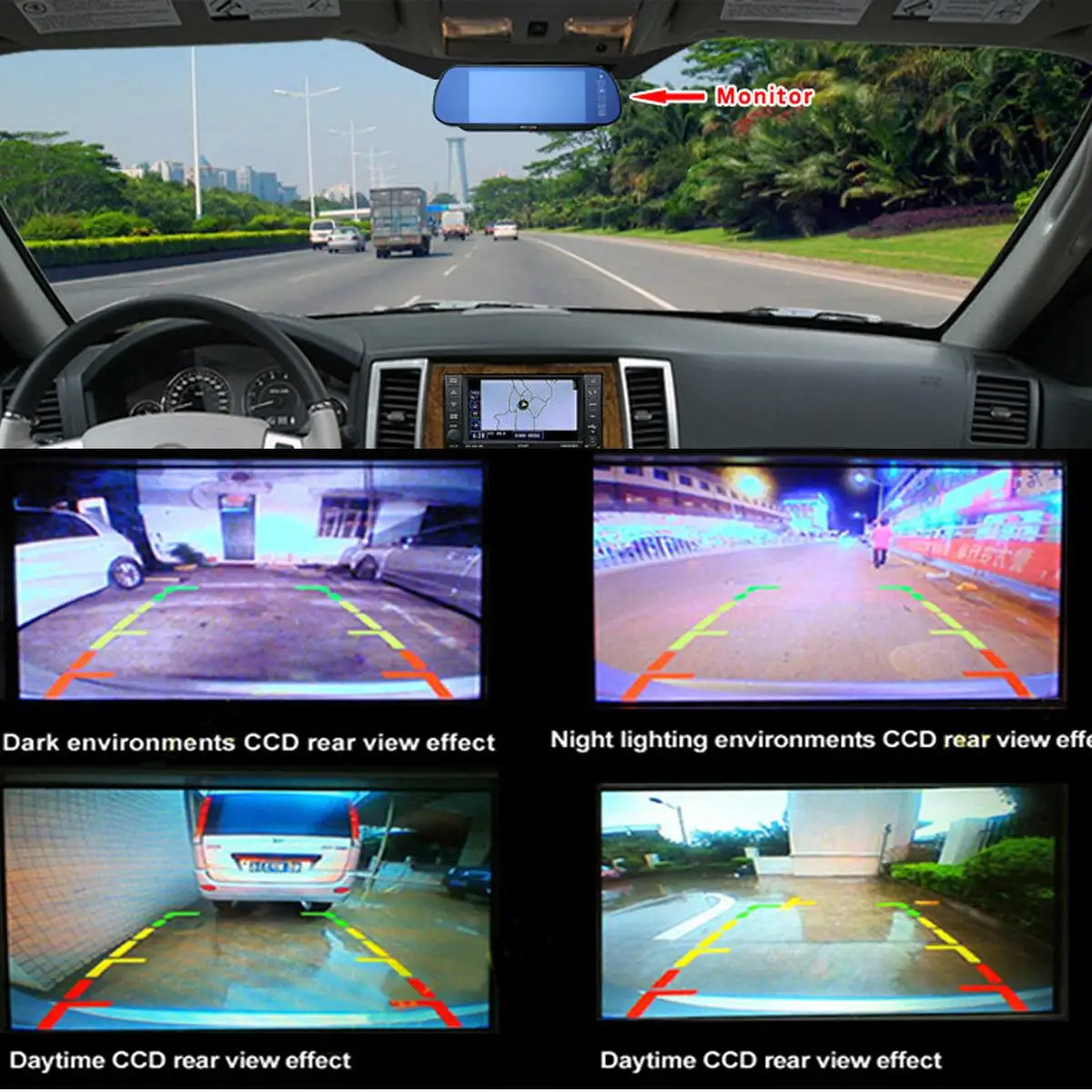 Car Universal 7 inch TFT LCD Widescreen Touch Button Support DVD Rear View Mirror Monitor 7'' Parking Reverse Rear View Monitor
Car Universal 7 inch TFT LCD Widescreen Touch Button Support DVD Rear View Mirror Monitor 7'' Parking Reverse Rear View Monitor