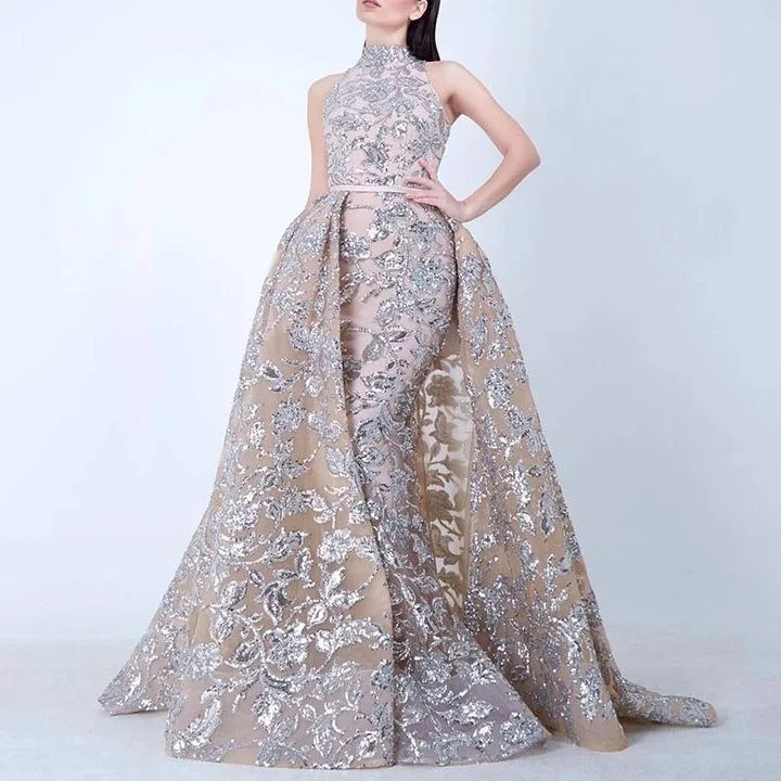 Detachable Muslim Evening Dresses A-line High Collar Appliques Sequins Dubai Arabic Turkey Abaya Islamic Evening Gown
Detachable Muslim Evening Dresses A-line High Collar Appliques Sequins Dubai Arabic Turkey Abaya Islamic Evening Gown