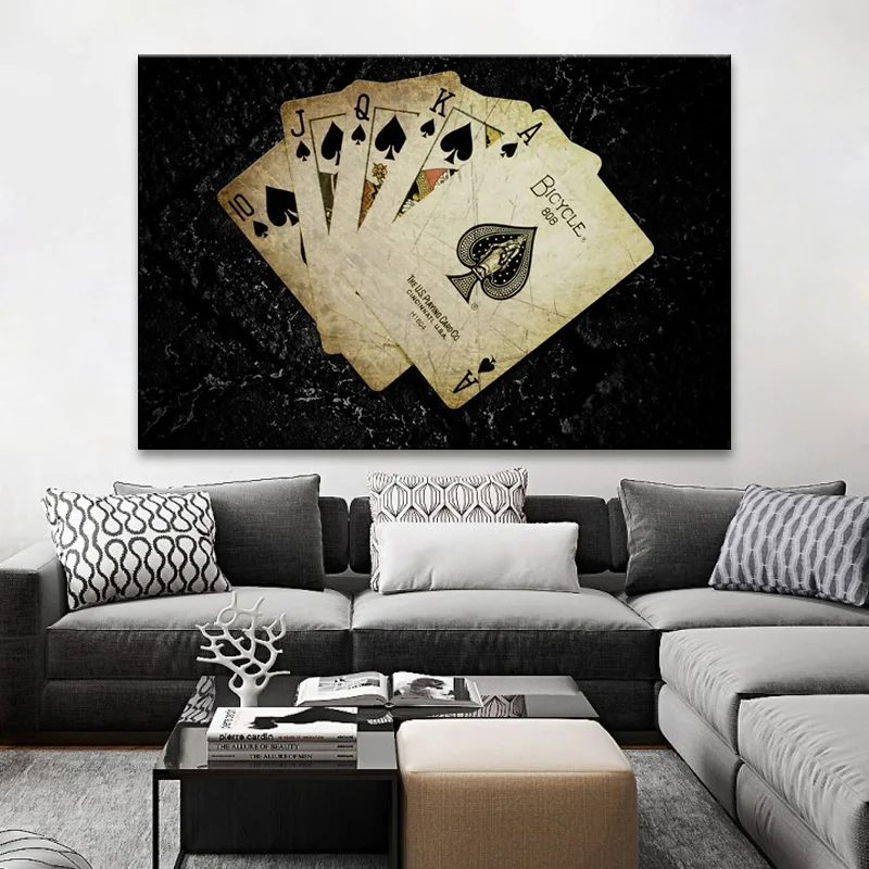 Cards poker sequence game art ace of spades artwork posters on the wall picture home living room decoration for bedroom
Cards poker sequence game art ace of spades artwork posters on the wall picture home living room decoration for bedroom