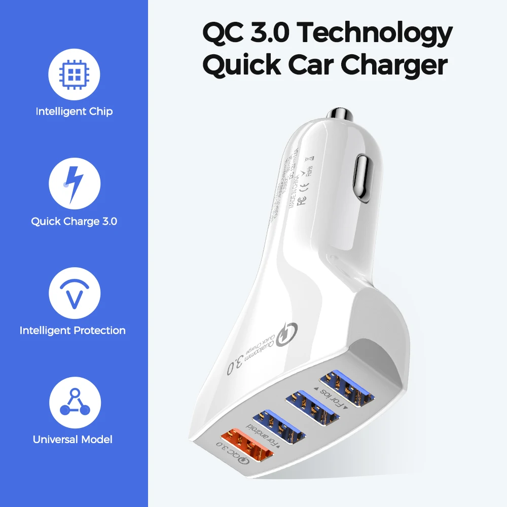 YKZ 30W Car Phone Charger USB Quick Charge 3.0 Fast Charging Adapter for Phone in car 4USB Car Charger for iPhone Samsung Xiaomi
YKZ 30W Car Phone Charger USB Quick Charge 3.0 Fast Charging Adapter for Phone in car 4USB Car Charger for iPhone Samsung Xiaomi