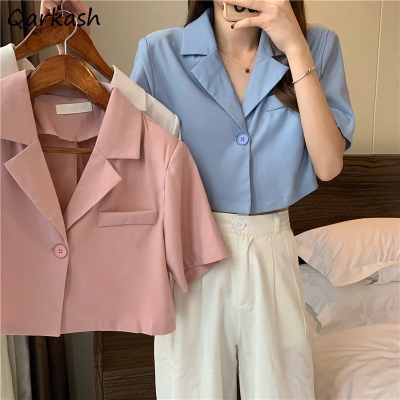 Short Sleeve Blazers Women Pink Sweet Cropped Tops Summer Fashion All-match Chic Daily Pocket Cute Harajuku Streetwear Elegant
Short Sleeve Blazers Women Pink Sweet Cropped Tops Summer Fashion All-match Chic Daily Pocket Cute Harajuku Streetwear Elegant