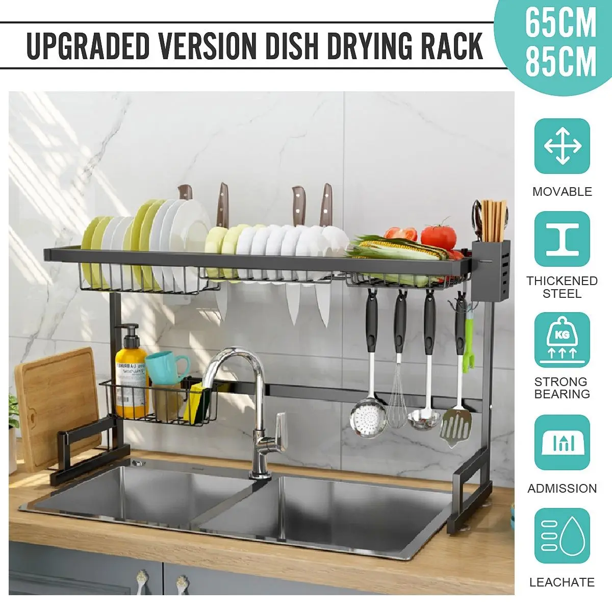 65cm/85cm 2 Tier Stainless Steel Kitchen Shelf Organizer Over The Sink Dish Drying Rack Holder Draining Shelf Storage Organizer
65cm/85cm 2 Tier Stainless Steel Kitchen Shelf Organizer Over The Sink Dish Drying Rack Holder Draining Shelf Storage Organizer