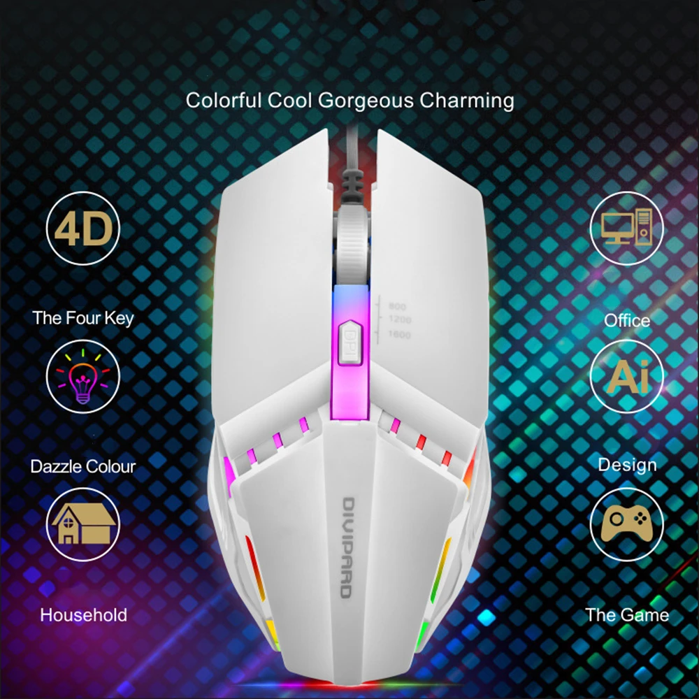 Gaming Backlit Mouse 1600DPI Optical Mouse 3 Adjustable DPI Symmetrical Design Ergonomic Shape for Desktop Notebook Computer
Gaming Backlit Mouse 1600DPI Optical Mouse 3 Adjustable DPI Symmetrical Design Ergonomic Shape for Desktop Notebook Computer