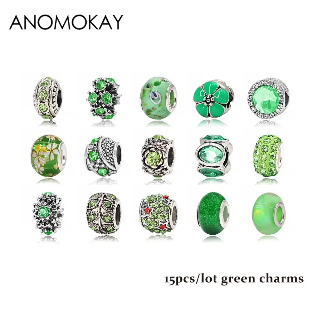 ANOMOKAY Mix Style Green Flower Leaf Crystal Enemal Bead fit Bracelet Bangle Charms for DIY Jewelry Marking for Women Girl Gift 
ANOMOKAY Mix Style Green Flower Leaf Crystal Enemal Bead fit Bracelet Bangle Charms for DIY Jewelry Marking for Women Girl Gift