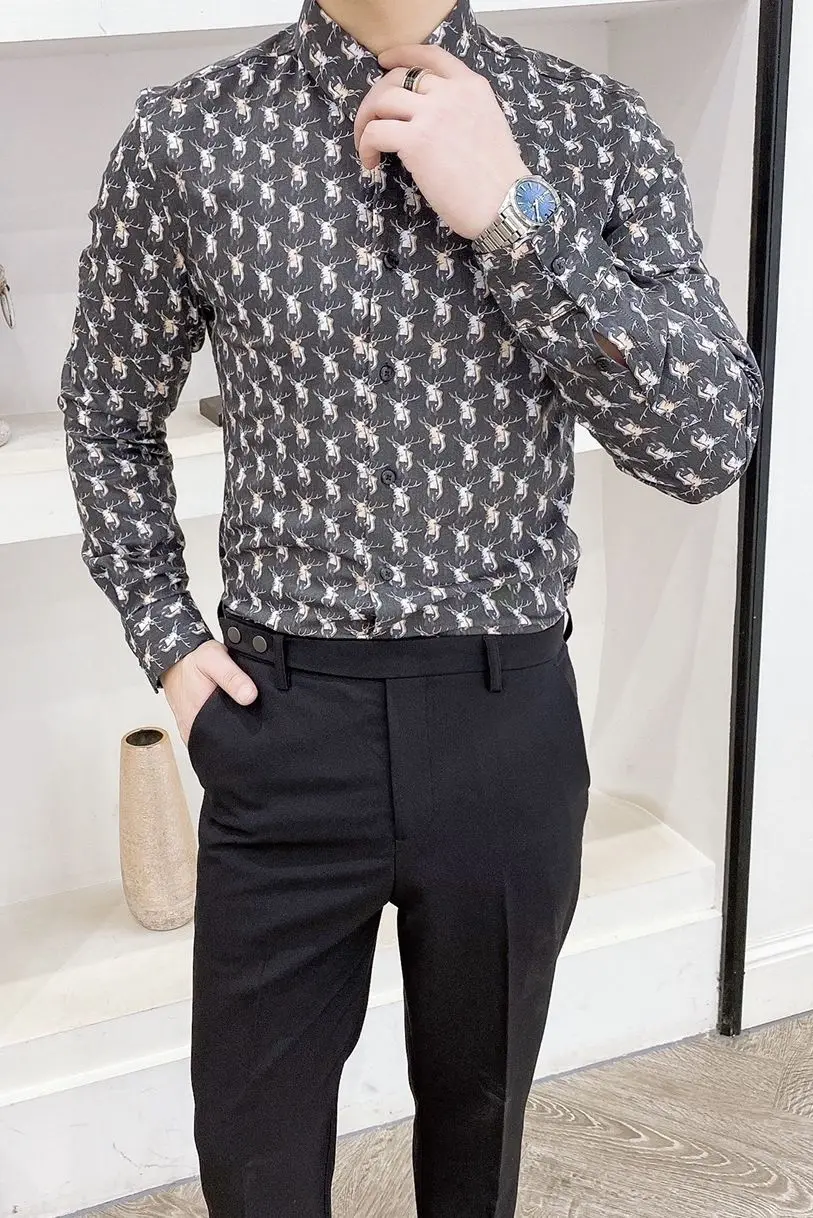 2020 Spring And Autumn New Youth Popular British Style Full Printed Long-sleeved Shirt Fashion Casual Slim Shirt M-3XL 
2020 Spring And Autumn New Youth Popular British Style Full Printed Long-sleeved Shirt Fashion Casual Slim Shirt M-3XL