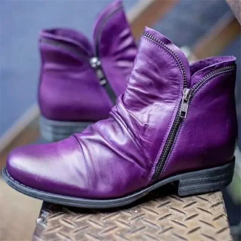Women Boots New Leather Ankle Boots Flat Shoes Autumn Winter Snow Boots Platform Zipper Punk Boots Square heel Ladies Shoes
Women Boots New Leather Ankle Boots Flat Shoes Autumn Winter Snow Boots Platform Zipper Punk Boots Square heel Ladies Shoes