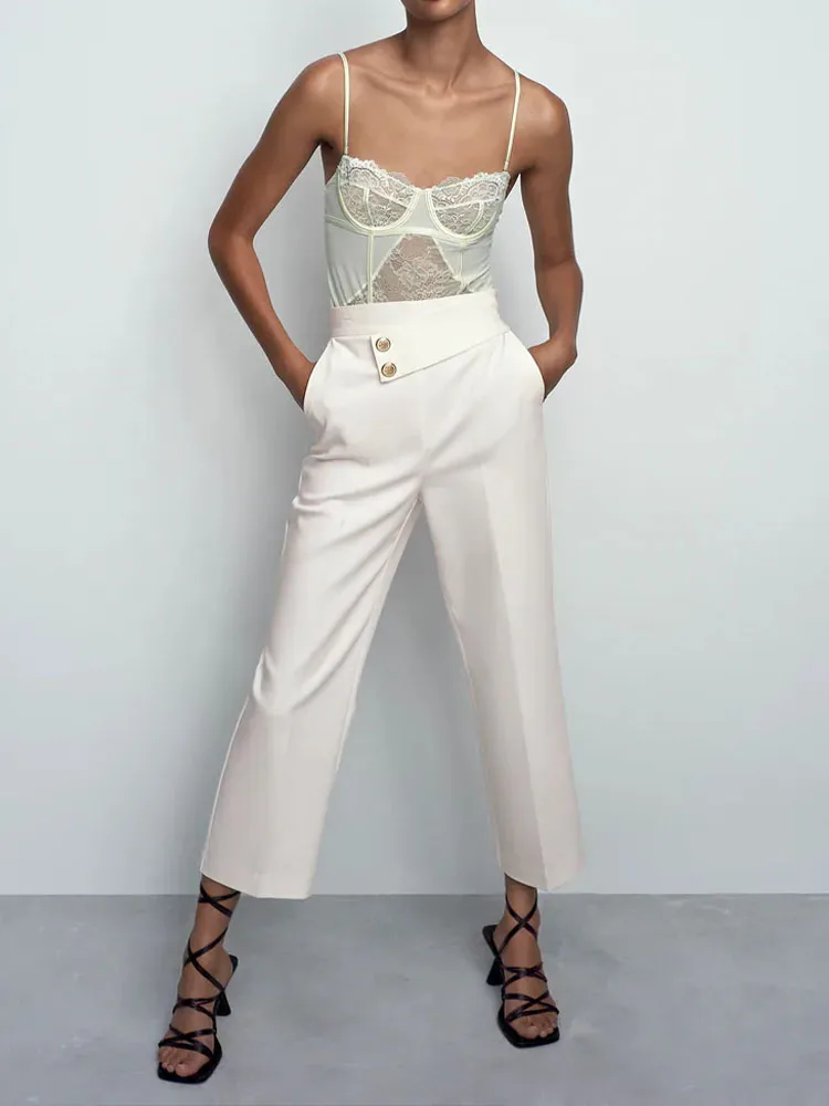 ZA Fashion Atmospheric Casual Pants 2021 New Women's Temperament All-match High Waist Straight Pants Buttoned Pants
ZA Fashion Atmospheric Casual Pants 2021 New Women's Temperament All-match High Waist Straight Pants Buttoned Pants