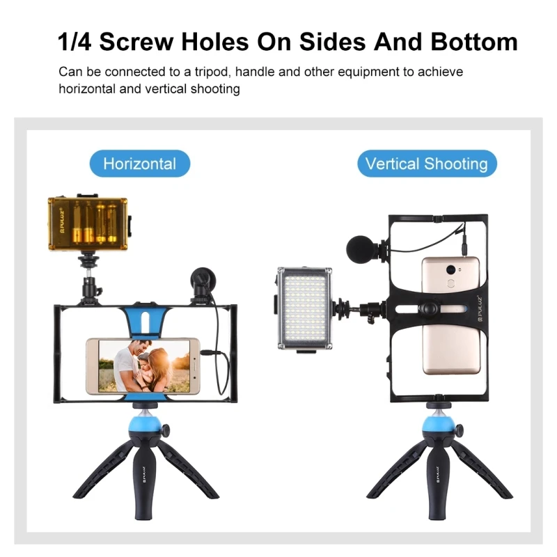 PULUZ Portable Phone Tripod Stand with Microphone and Holder Vlogging Kit Live Photography Set for iPhone Android
PULUZ Portable Phone Tripod Stand with Microphone and Holder Vlogging Kit Live Photography Set for iPhone Android