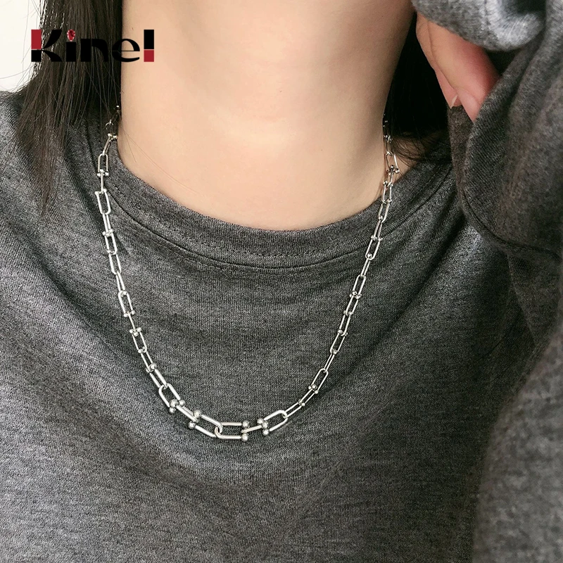 Kinel Autumn Winter New 925 Sterling Silver U Shaped Bamboo Necklace for Women Horseshoe Clasp Vintage Punk Jewelry
Kinel Autumn Winter New 925 Sterling Silver U Shaped Bamboo Necklace for Women Horseshoe Clasp Vintage Punk Jewelry
