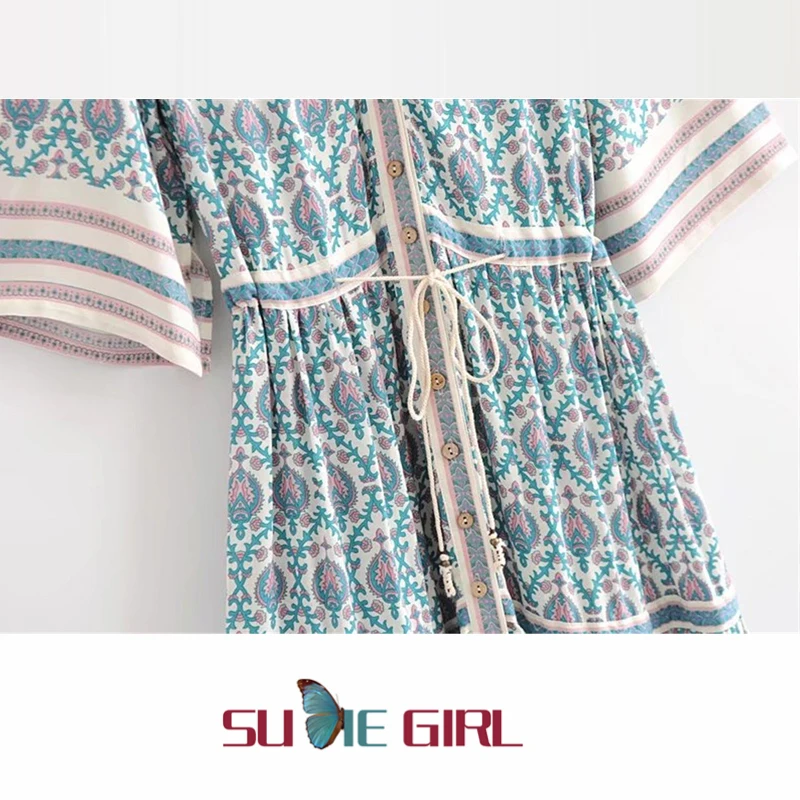 SUDIE Girl Spring and summer new style green flower positioning dress high waist V-neck short sleeve Ladies dress
SUDIE Girl Spring and summer new style green flower positioning dress high waist V-neck short sleeve Ladies dress