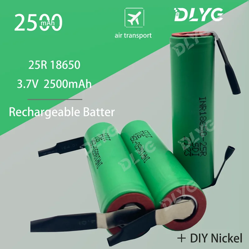 Original INR18650-25R rechargeable battery 3.6V 2500mAh discharge lithium ion battery 20A battery + DIY nickel power battery
Original INR18650-25R rechargeable battery 3.6V 2500mAh discharge lithium ion battery 20A battery + DIY nickel power battery