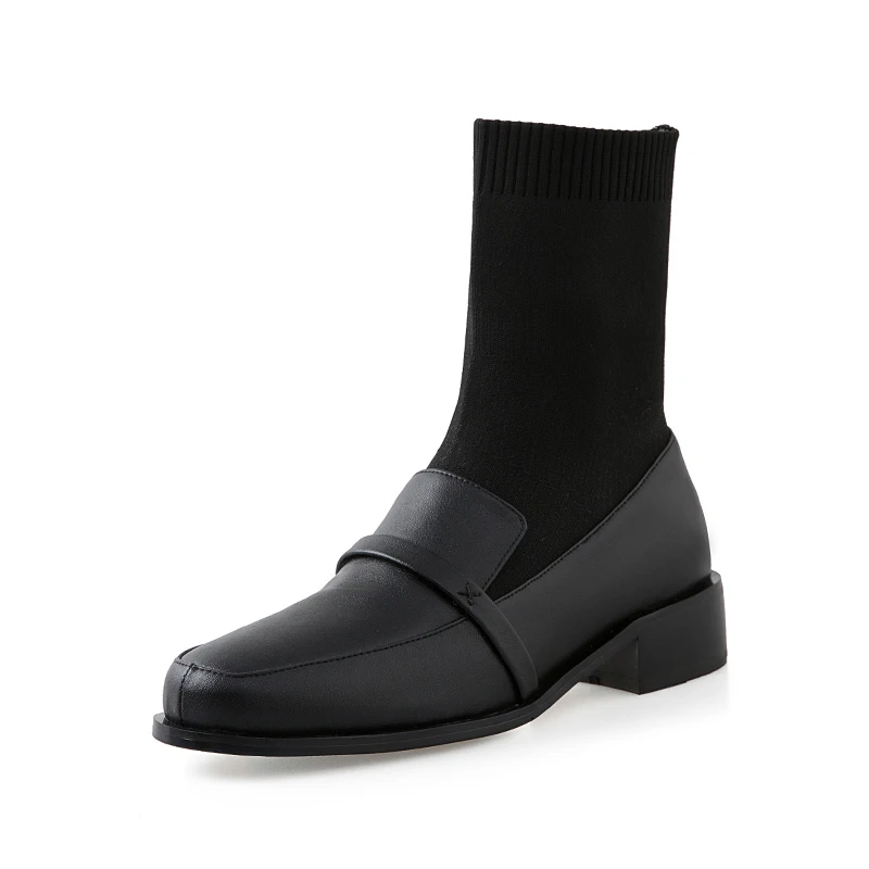 New Fashion Genuine Leather Square Toe Elastic Thin Boots Women's Short Trendy Socks Boots Wild Thick Heel Slip-on Ankle Boots
New Fashion Genuine Leather Square Toe Elastic Thin Boots Women's Short Trendy Socks Boots Wild Thick Heel Slip-on Ankle Boots