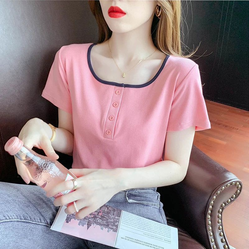 6569 # short sleeve T-shirt female 2021 u get bumped color contracted joker ins small unlined upper garment jacket
6569 # short sleeve T-shirt female 2021 u get bumped color contracted joker ins small unlined upper garment jacket
