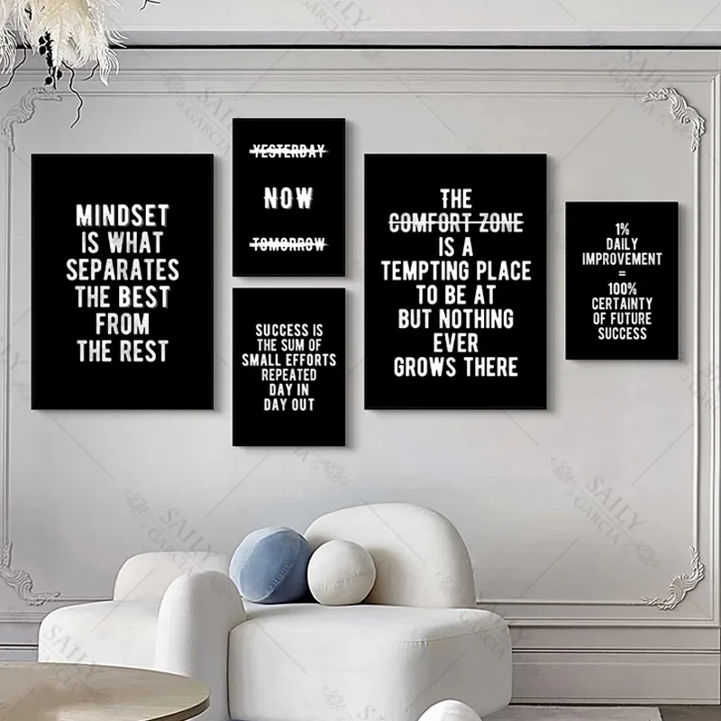 

Картина на холсте Черно-белые буквы вдохновляющие настенные плакаты принты мотивационные цитаты художественные картины для декора гостин...